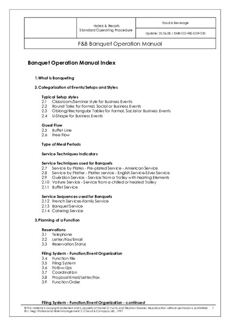 F b banquet operation manual banquet operation manual index. - Motion force and gravity discussion guide.